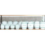 A quantity of Bourne Denby kitchen Storage Jars, decorated in green banding with central