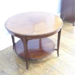 An Edwardian mahogany inlaid circular two-tiered occasional Table, set on slight splayed feet H 54cm