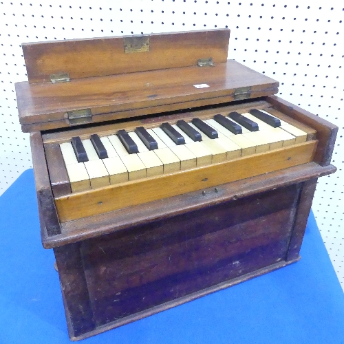 A 19thC portable Organ, by R. Snell, Balls Pond Road, with fifteen white keys and ten black keys,