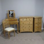 A modern Shaker-style light oak Chest of Drawers, two short and three long drawers, W 89cm x H 101cm