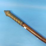 Tribal Art: a late 19thC Indian bamboo Chaukidar's Lathi, (Watchman's Staff), with decorative cast