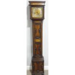 A mid-20th Century oak-cased Grandmother Clock,  the Embe three train movement striking on metal