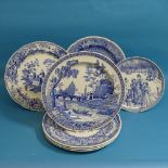 A small quantity of Spode 'Blue Room' Plates, seven in total, one Christmas edition, 'Rome', 'Girl