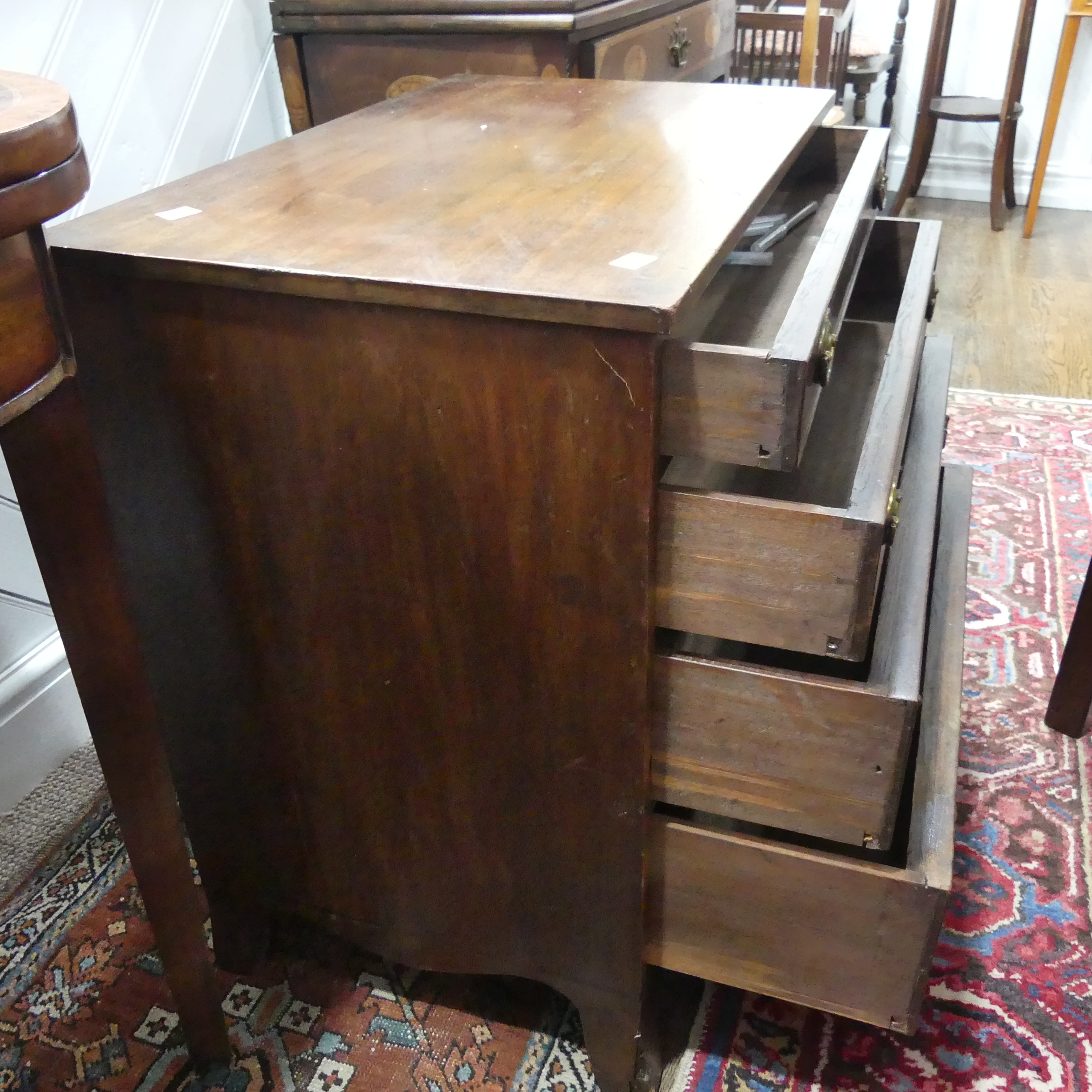 A 19thC mahogany Bachelor's Chest, with four graduated cockbeaded drawers raised on bracket feet, - Image 6 of 6