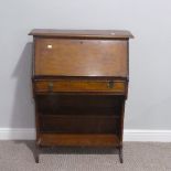 A Vintage oak student Bureau. W 76cm x H 102cm x D 32cm