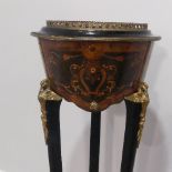 A 19thC continental walnut and inlaid Jardiniere Stand, with marquetry decoration, mounted with gilt