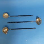 A mid 18thC silver Toddy Ladle, the circular bowl inset with a George II shilling dated 1758, with