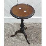 A small Victorian Mahogany wine table, with carved edges H 51cm x 28cm diameter, together with an