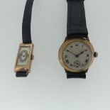 A vintage rose gold Wristwatch, unmarked, with Swiss Pinnace 15-jewels movement, the silvered dial