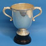 A George V silver two handled Trophy Cup, hallmarked London, 1924, with presentation inscription