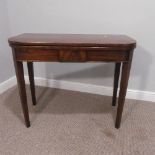 A Georgian mahogany inlaid D-end Tea Table, some surface marks, veneer inlay lifting in places, W