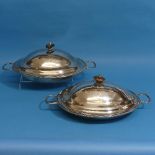 A pair of George III silver oval Entreé Dishes, the bases hallmarked London, 1777/1779, makers