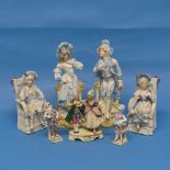 A pair of Continental German Figures, probably Volkstedt Rudolstadt, of miniature size, together