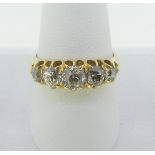 A graduated five stone diamond Ring, the centre stone approx. 0.45ct, all mounted in 18ct yellow