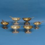 A set of six George III silver Open Salts, by Thomas Wallis II, hallmarked London, 1802/1803, the