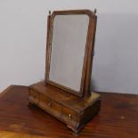 A Georgian walnut dressing table Mirror, upon a base with three fitted drawers, W 36cm x H 51cm x