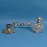 A small quantity of Silver, to include Capstan Inkwell, Cruet, silver Jewellery, etc, together