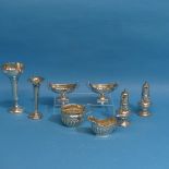 A pair of late Victorian silver Open Salts, hallmarked Sheffield, 1899/1900, of navette shape with