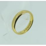 A 22ct yellow gold Wedding Band, Size K½, approx total weight 4.6g.