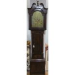 A mahogany 8-day Longcase Clock, James Kirkland, Glasgow, with 13in brass arched dial, Roman &