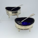 A pair of George V silver Open Salts, by Thomas Bradbury & Sons Ltd., hallmarked Sheffield, 1921, of