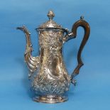 An 18thC Irish silver Coffee Pot, hallmarked for Dublin and with Hibernia mark, no makers mark or