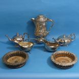A quantity of Silver Plate, including a large lidded tankard, two bottle coasdters, teapots etc., (a