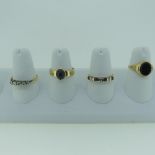 A small 9ct gold Signet Ring, the front set with a plain oval onxy, Size L, 1.8g, together with a