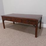 A modern mahogany inlaid Coffee table with drawers W 120cm x H 46cm x D 59cm
