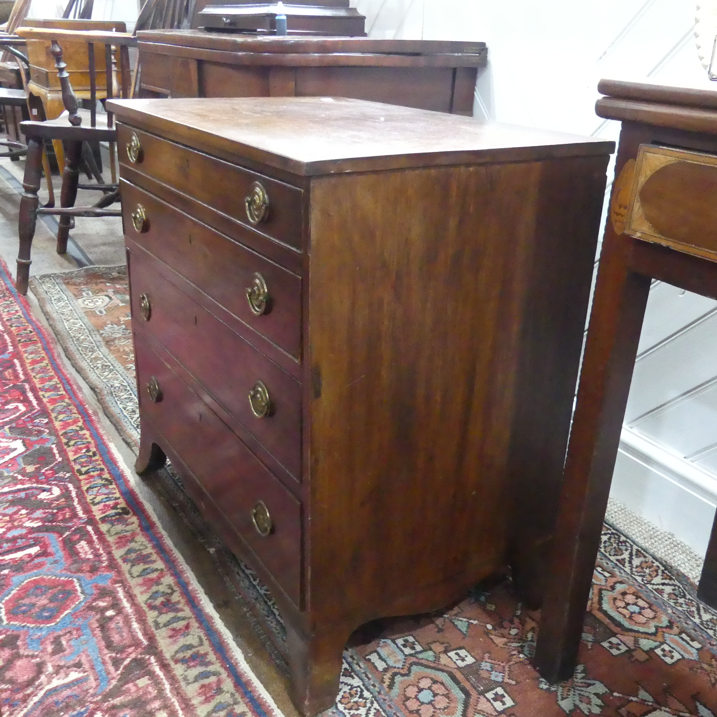 A 19thC mahogany Bachelor's Chest, with four graduated cockbeaded drawers raised on bracket feet, - Image 4 of 6