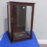 A late 19thC mahogany framed glazed table-top display case W 38cm x H 62cm x D 33cm.
