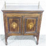 An Edwardian inlaid rosewood Side Cabinet, with brass gallery, W 75cm x H 89cm x D 36cm.