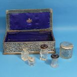 A late Victorian silver mounted Sewing Box, by Mappin & Webb Ltd., hallmarked London, 1898, of