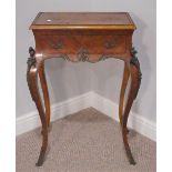An early 20thC continental Kingwood Side Table, with burr walnut top on cabriole legs with gilt