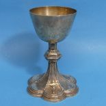 A George V silver Chalice, by Tudor Art Metal & Plating Co., hallmarked London, 1928, the circular