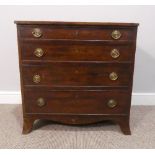 A 19thC mahogany Bachelor's Chest, with four graduated cockbeaded drawers raised on bracket feet,