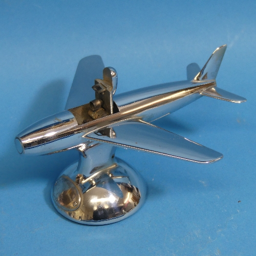 A vintage Dunhill chrome novelty Table Lighter, in the form of a 1954 F-86 Sabre jet plane, L 16. - Image 2 of 3