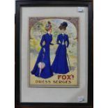 FOX's. Dress Serges, early 20th century original artwork for advert, watercolour, 27cm x 20cm,