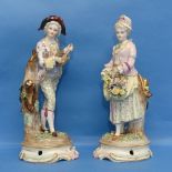 A pair of 19thC German Porcelain Figures, possibly by Limbach, one depicted playing a musical