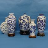 A pair of modern Chinese blue and white porcelain Vases, together with large Chinese blue and