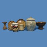A quantity of Studio Pottery, to include Jano Clarke vase and cover, a footed Bowl by John