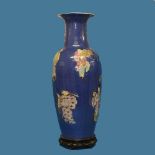 A large late 19thC Chinese powder blue 'Eight Immortals' Vase, Qing Dynasty, the body in mottled