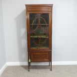 An early 20th century inlaid mahogany Display Cabinet, W 70cm x H 184cm c D 37cm.