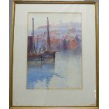 Frank Rousse (British fl.1897-1917), Whitby Harbour, watercolour, signed and dated '04, 37cm x 26cm,