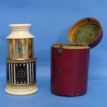 A 19thC single drawer Monocular, ivory and gilt brass, with mother of pearl inlaid tortoiseshell