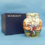 A Moorcroft Collectors Club Ginger Jar, decorated as a Jester at a Fayre, dated 97, with