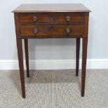 A Victorian mahogany Sewing Table, with two frieze drawers, W 55cm x H 72cm x D41cm
