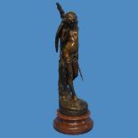 After Auguste Louis Lalouette (French, 1826-1883), a brown patinated bronze figure of Cupid