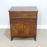 An inlaid mahogany side cabinet, with two drawers over cupboard doors, W 64cm x H 76cm x D 43cm, and