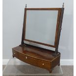 A George III mahogany gentleman's Toilet Mirror, the base with three small drawers, W 62cm x H